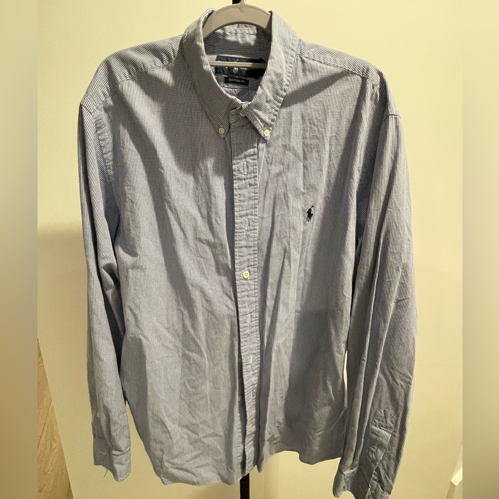 Ralph Lauren Men's Blue Striped Button Down Shirt XXL